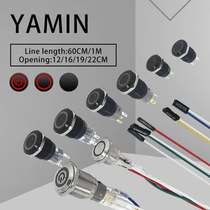 121622 мм металлический кнопочный переключатель 3-6 в DIY с проводом для компьютера ПК лампа светильник основная плата источник питания черныйсеребристый