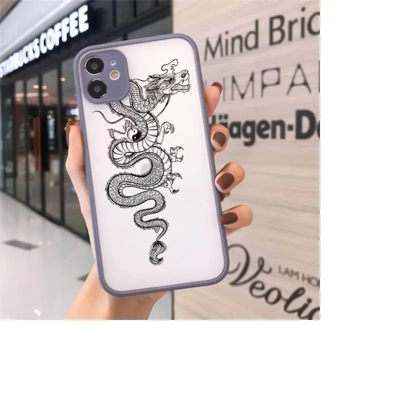 

Dragon chinese cool Phone Case Matte transparent For Gray iPhone 12 Mini 11 Pro XR XS Max 7 8 Plus X Back Cover