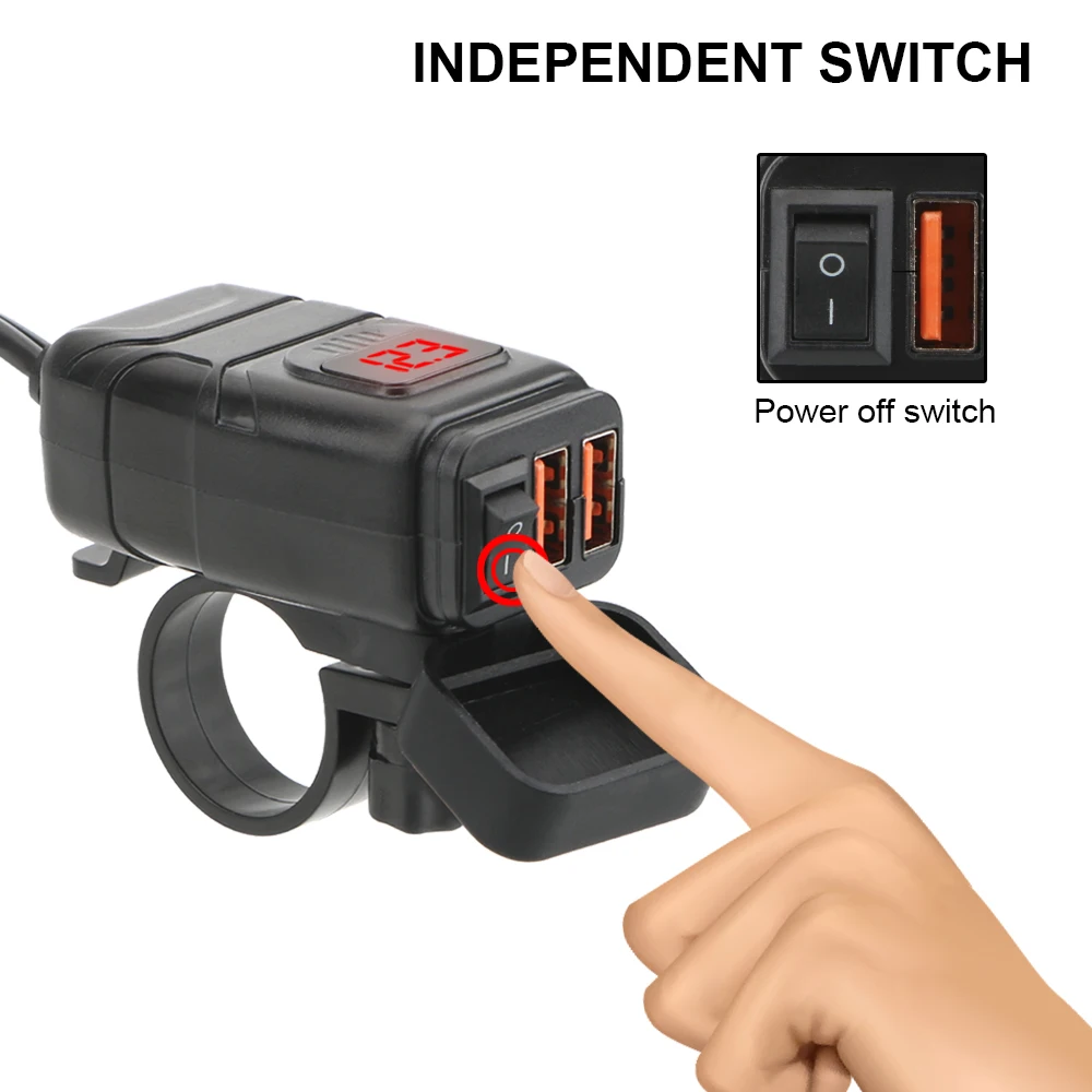 Автомобильное быстрое зарядное устройство для мотоцикла QC 3 0 с двумя USB-портами