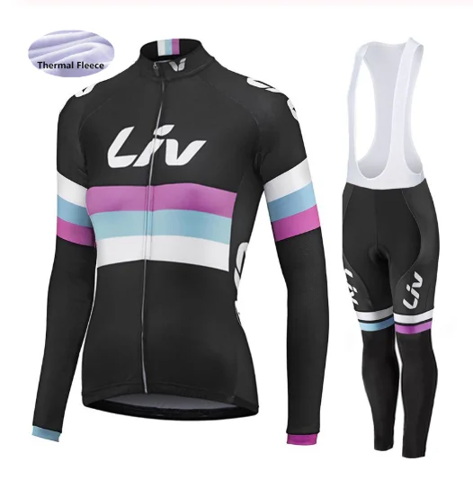 LIV 2019 Зимняя Теплая Флисовая велосипедная кофта с длинным рукавом комплект
