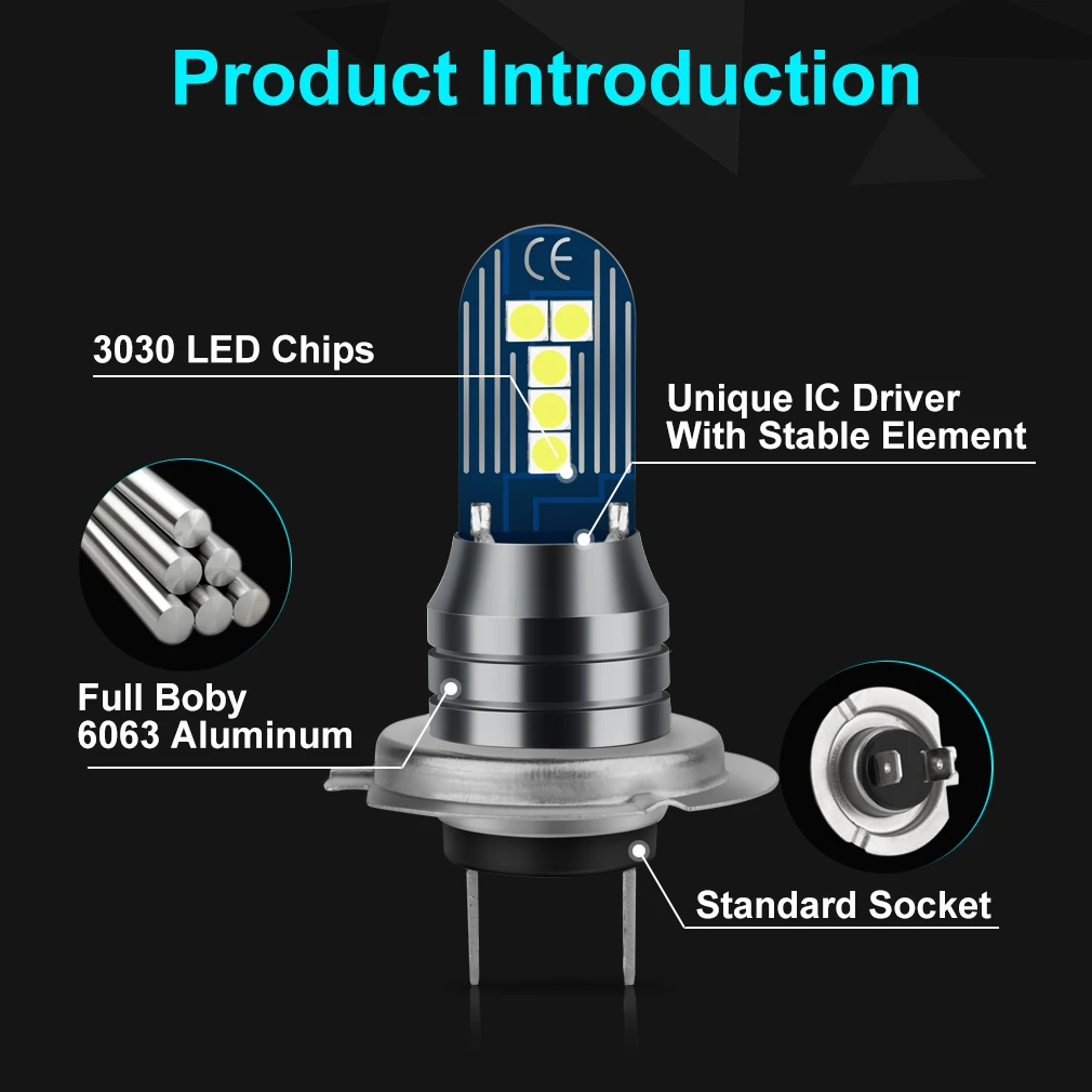 Светодиодная лампа H7 H8 H11 2 шт. противотуманный светильник s 10SMD 3030 чипов 9005 HB3 9006 HB4