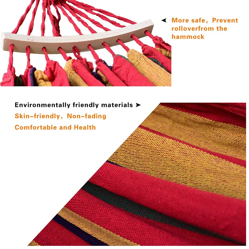 

Brazilian Double Hammock 2 Person Canvas Cotton Hammock with Carrying Bag for Patio Porch Garden Backyard Lounging LC