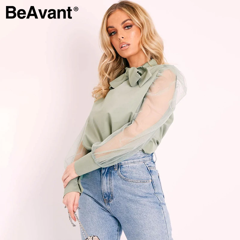 Женская блузка с галстуком бабочкой BeAvant Элегантная длинными рукавами из газовой