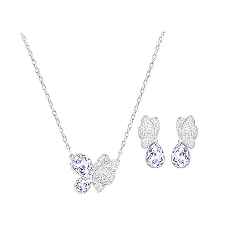 

SWA Fashion Jewelry Original Charm Luxury Swallow Golden Hoop Rod Green Eye Pearl Crystal Butterfly Heart Lock Female Necklace