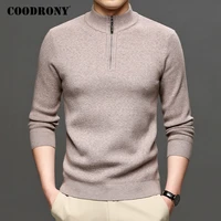 coodrony brand turtleneck sweater men clothing autumn winter thick warm jumper zipper sweaters causal knitted pullover men c1189