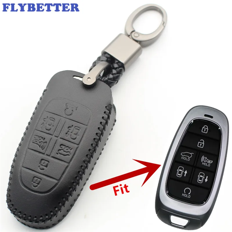 FLYBETTER чехол для смарт ключей из натуральной кожи с 7 кнопками и без ключа Hyundai