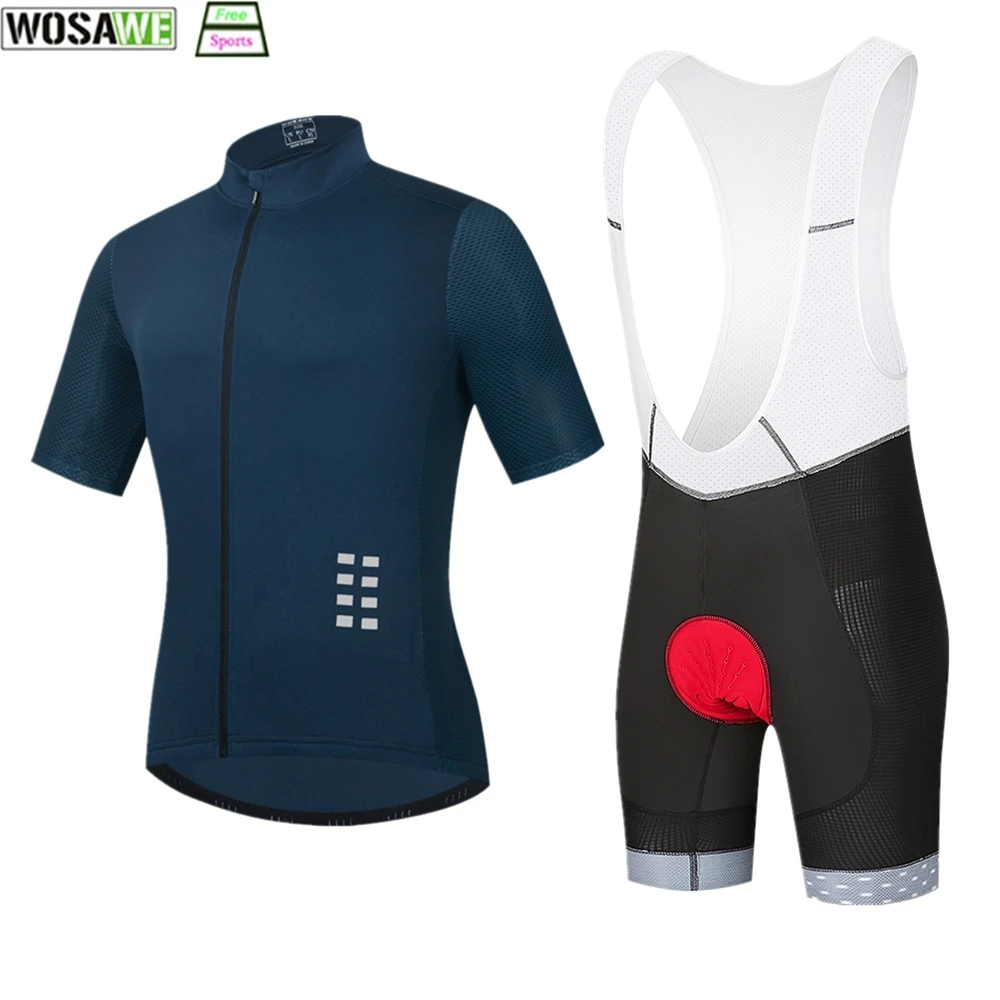 

WOSAWE Cycling Clothing Bike jersey Quick Dry Mens Gel Bike Bib Shorts Set Racing Bicycle Clothing Suit Breathable Sportwears