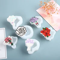 new 6 style flowers silicone chocolate fondant mold diy tulip rose resin mould epoxy molds for jewelry wedding decor making