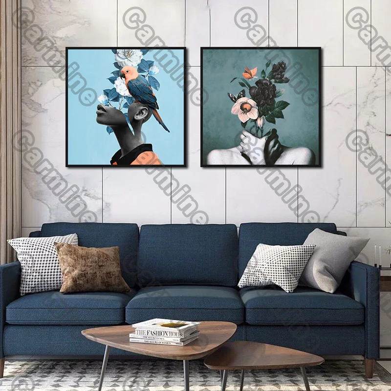 

Posters Figure Flowers No Face Canvas Painting and Prints Wall Art Decoration for Living Room and Bedroom 3Pcs Frameless Style