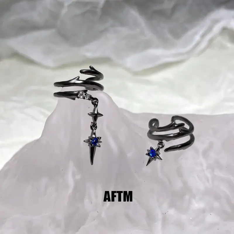 

2021 New So Cool Black Thorns Purple Zircon Earrings for Woman Black Vine Ear Clip Black Zircon Drop Earrings Jewelry Wholesale