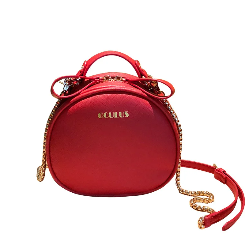 

Сумка на плечо Женская круглой формы, кожаный мессенджер с геометрическим узором, саквояж кросс-боди