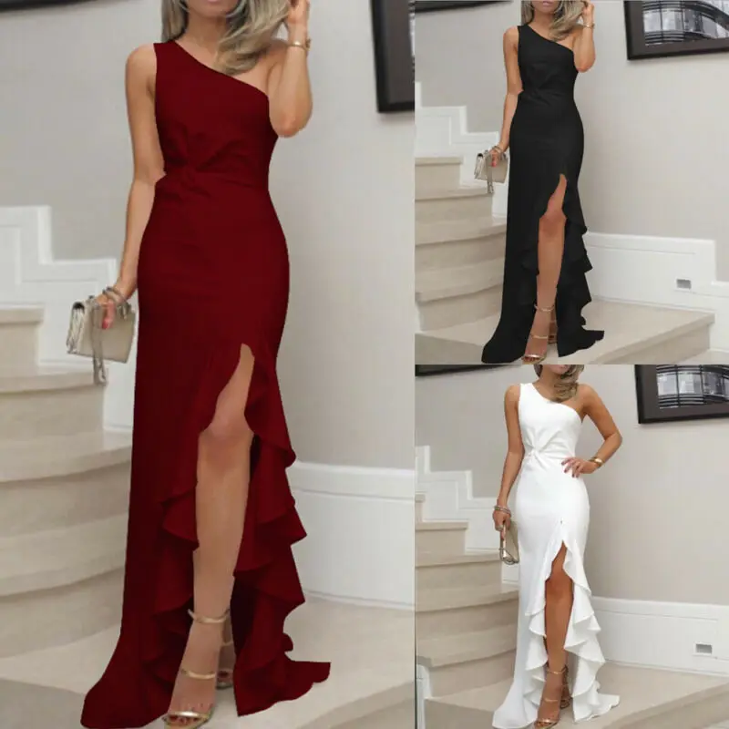 Женское вечернее платье без рукавов длинное с открытыми плечами высокой талией и