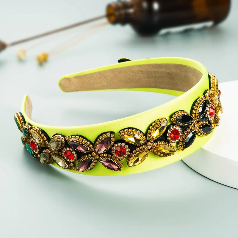 Ободок для волос Женский тканевый в стиле барокко со стразами цветные стразы |