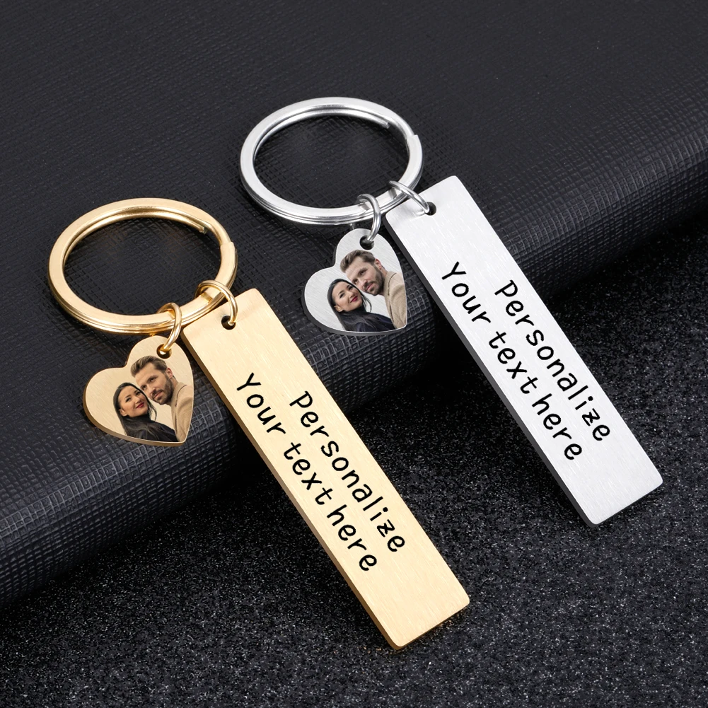 

Picture Keychain Wedding Anniversary Birthday Gifts Couple Stainless Steel Keychain for Girlfriend Customed Private Photo Love