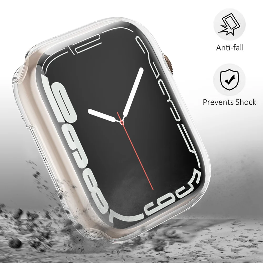 Soft Protective Case for Apple Watch 7 45mm 41mm Transparent All-Covered 38mm42mm Screen Protector Cover for iWatch 654 40mm44mm
