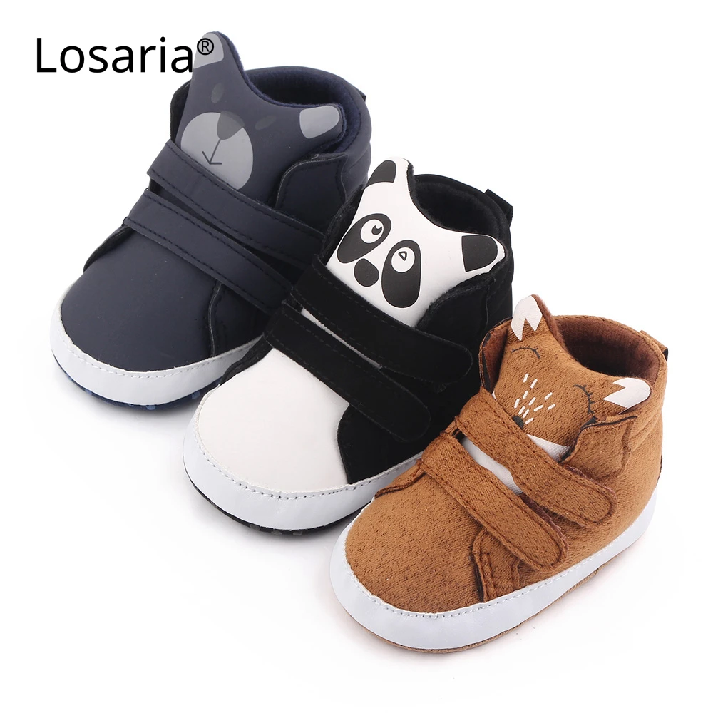 

Losaria Newborn Baby Booties 0-18 Months Cartoon Animal Baby Shoes for Boys and Girls Winter Velcro Mid-Calf Anti-slip Footwear