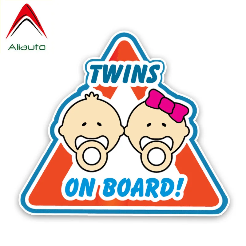 

Aliauto Cartoon Lovely Car Sticker Twins Baby on Board Colored Graphic PVC Waterproof Sunscreen Decal Decoration,14cm*12cm