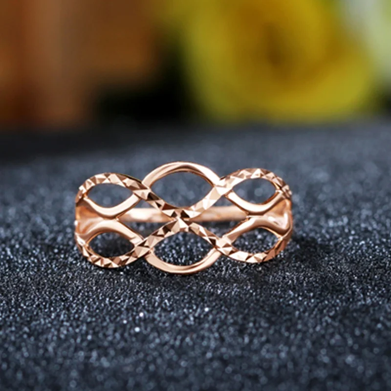 Новинка 2019 кольца из настоящего чистого золота 18 карат с волнистыми узорами для