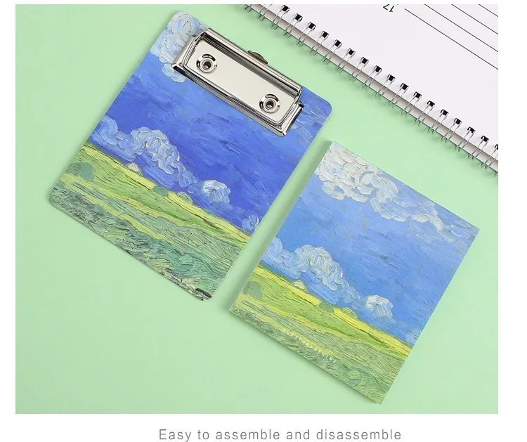 JIANWU Van Gogh Board Clip Sticky Note Clipboard Memo Pads Fruit Notebook Printed Kawaii note pad clip School Office Supplies
