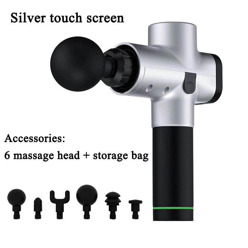 Sliver Muscle Massage Gun Deep Tissue Massager Pain Relief Therapy Vibration Fitness Gym Body Relaxation Apparatus Slimming Shaping - Цвет: Sliver