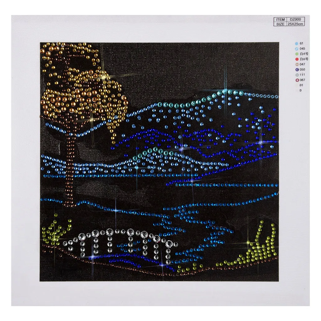 

5D Fluorescent Rhinestone Point Drilling Painting Riverside scenery Diamond Embroidery Cross Stitch Diamond Mosaic