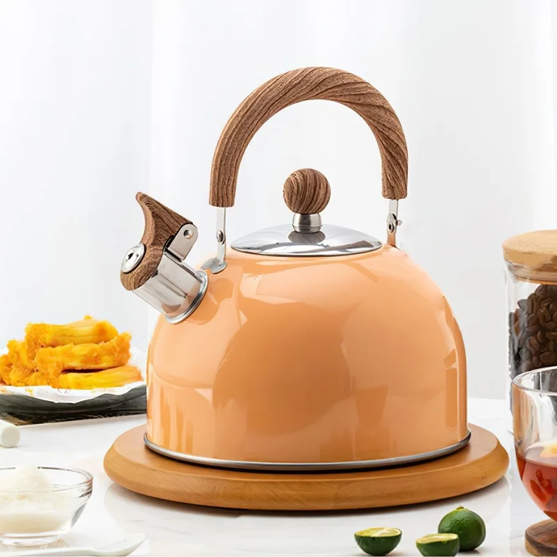 

Stainless Steel Boil Water Kettle Folding handle Hemispherical White 2.5L Whistle Pot Induction Cooker Household Kitchen Supplie