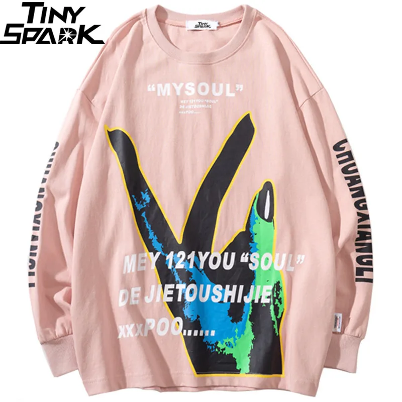 2019 хип хоп Толстовка пуловер для мужчин Harajuku уличная печать пальцев модная