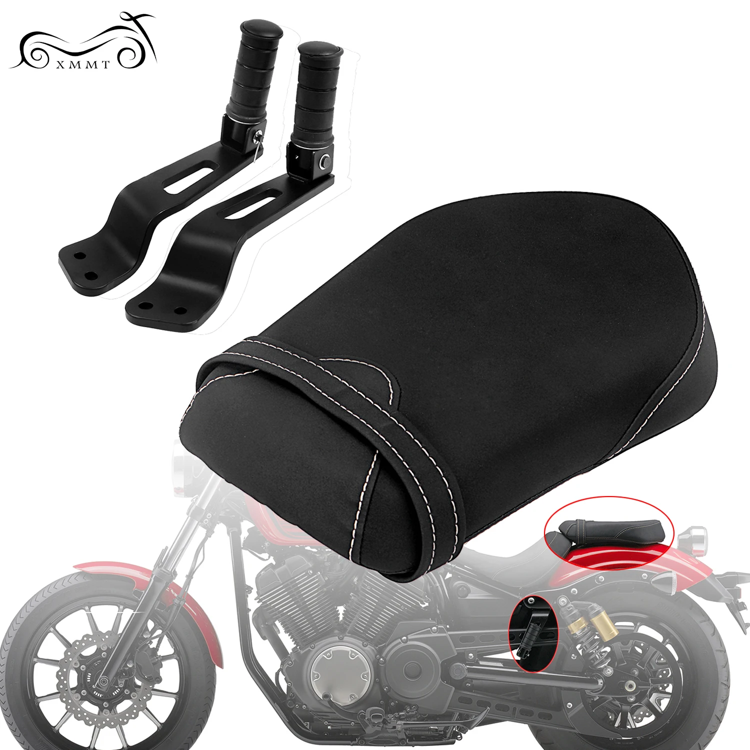 Черные колышки для пассажирского сиденья с задними колышками Yamaha 2014 2016 2015 XVS950 Star