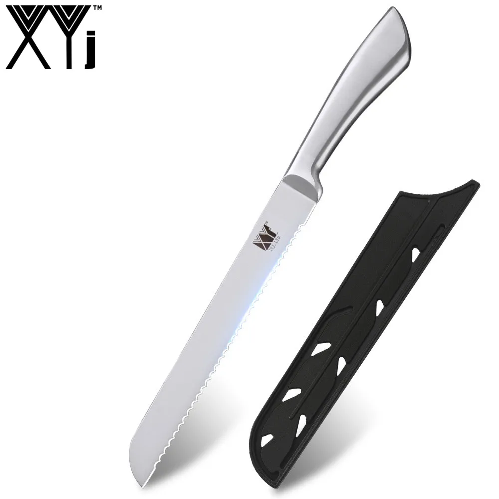 8 inch Bread Knife XYj 7cr17 набор кухонных ножей из нержавеющей стали, фруктовый нож Santoku, нож для нарезки хлеба, нож для приготовления пищи, цельные ножи - Цвет: 8 inch Bread Knife