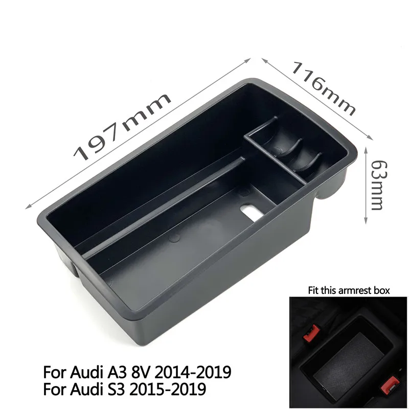 for A3 S3 BOX Аксессуары для автомобилей с ручкой для межкомнатной двери подлокотники ящик для хранения Организатор Чехол для Audi A3 S3 A4 B8 B9 A5 S5 Q2 Q2L Q3 Q5 Q5L - Название цвета: for A3 S3 BOX