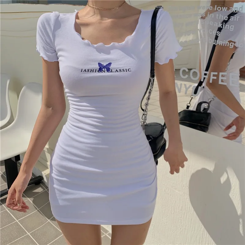 Женский сарафан с коротким рукавом, белое летнее платье с бабочками, модель 2021 s, 2000 от AliExpress WW