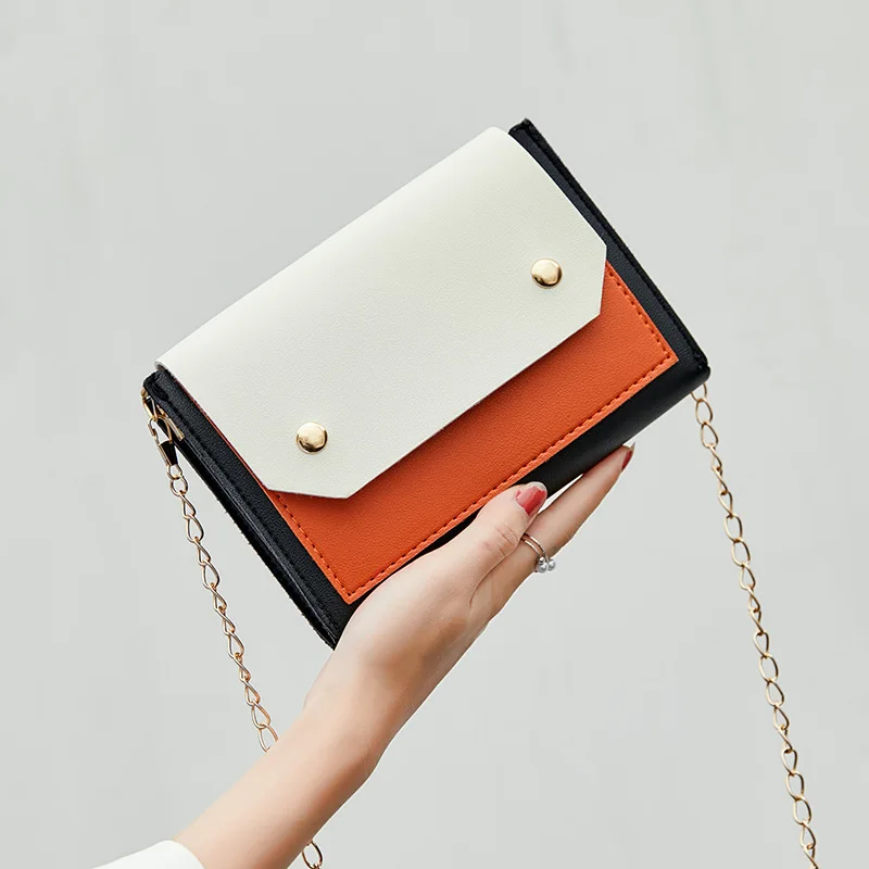 

New Fashion Women Shoulder Bag Contrast Color Small Square Bag To Run The River and Lake Mobile Phone Bag Messenger Bag