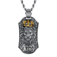 bocai new real pure s925 sterling silver retro personality trend punk style domineering lion king man pendant