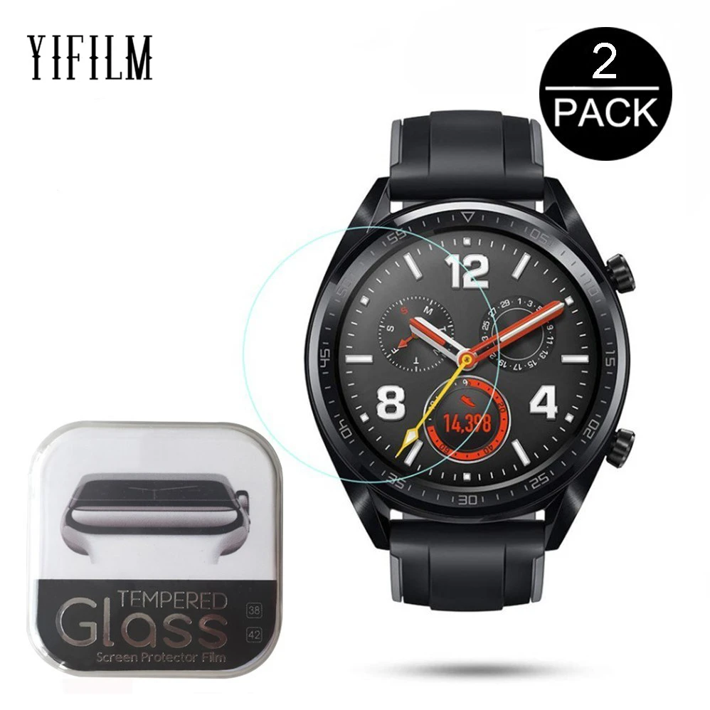 

2Pack For Huawei Watch GT Tempered Glass Screen Protector Protective Film 0.3mm 2.5D Guard Anti-shatter Protective Film