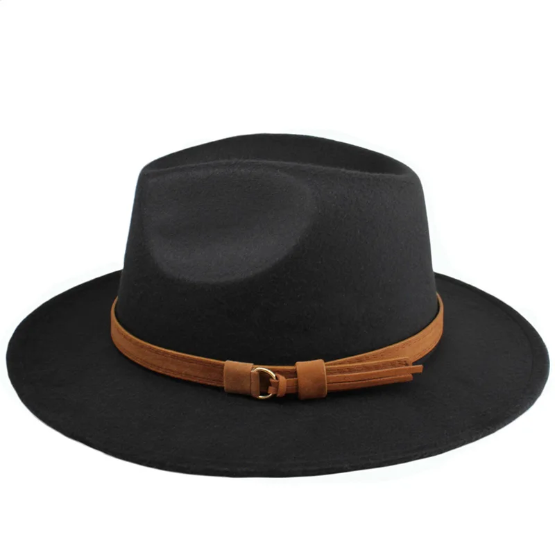 

Retro Kid Child Vintage 100% Wool Wide Brim Cap Fedora Panama Jazz Bowler Hat Leather Band (54cm/Adjusted)