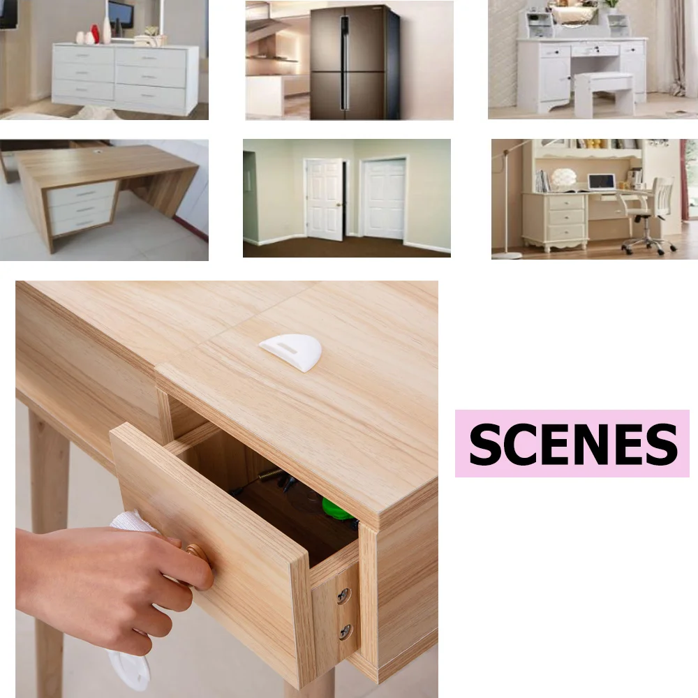 Refrigerador de pl&aacute;stico para ni&ntilde;os, caj&oacute;n de castillo, gabinete, cerradura de seguridad para beb&eacute;s, Tope de puerta de seguridad para ni&ntilde;os, 10 unids/lote-4