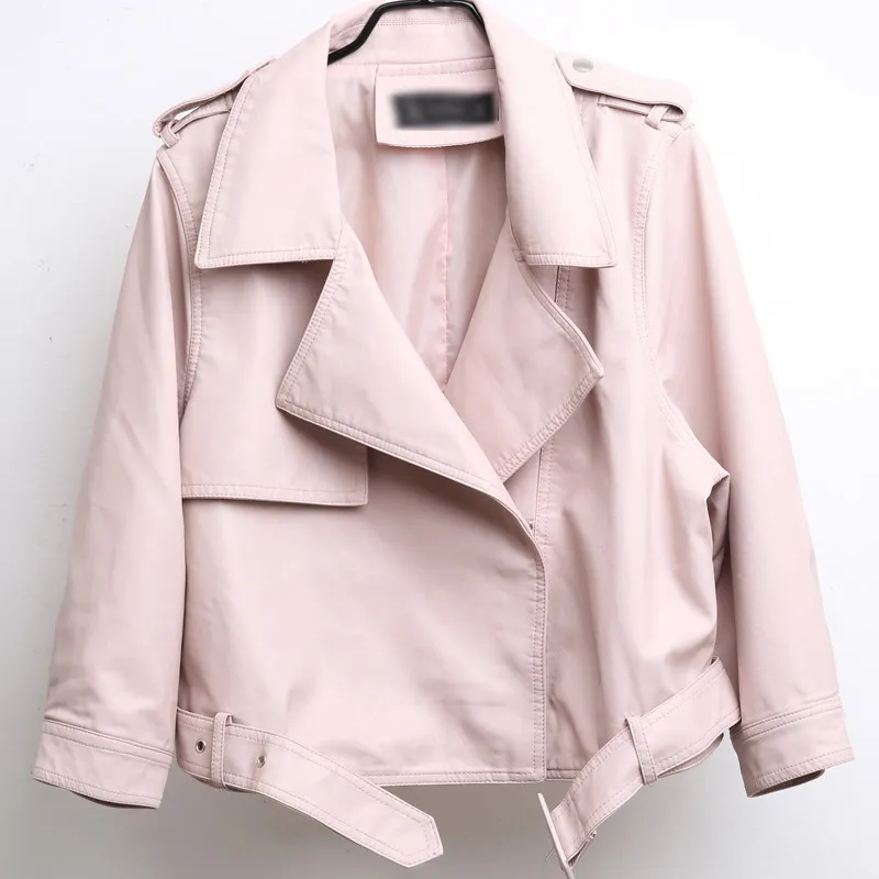 

2021spring Black Pu Leather Jacket Women Short Bomber Camouflage Batwing Sleeve Coat European and American Streetwear
