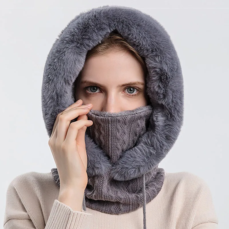 

Winter Fleece Hat Fashion One-Piece Face Covering Cap Thicken Warming Headgear for Cycling Skiing Walking MC889