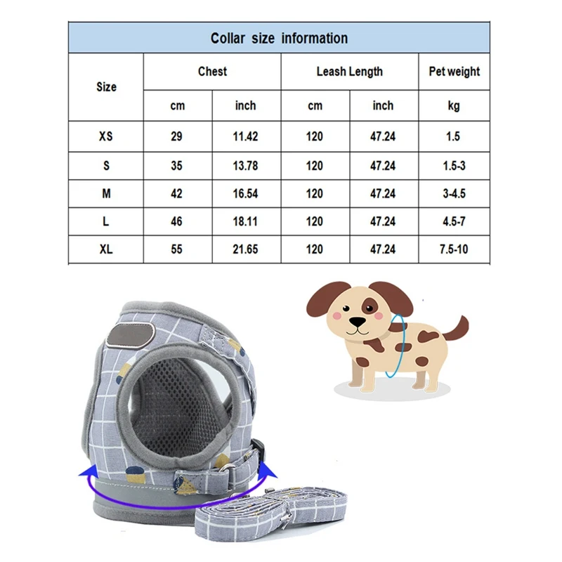 

Mesh dog harness With Leash Set Kitten Puppy Reflective Summer Pet Adjustable Polyester Harness for Small Medium pet supplies
