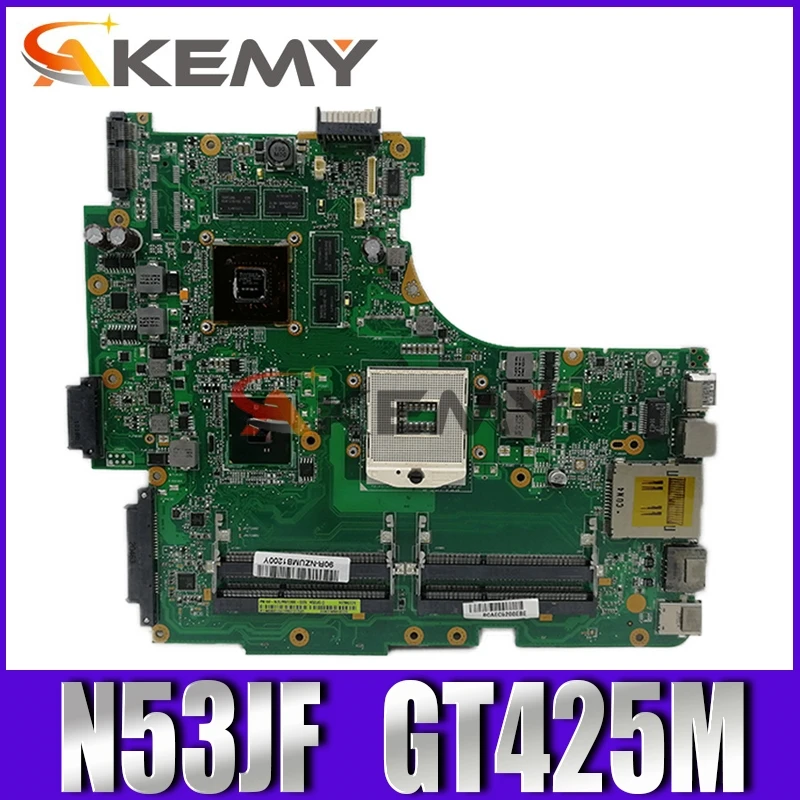 Akemy N53JF mainboard For Asus N53J N53JN N53JG N53JL laptop motherboard Test work 100% original W/ GT425M|Материнские платы для
