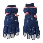 Детские зимние водонепроницаемые зимние перчатки с мультяшными ушками, теплоизолированные лыжные варежки XXUF