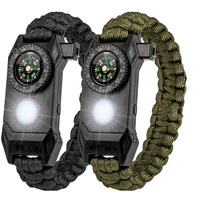 multi function sos led light outdoor survival bracelets for men women braided umbrella rope emergency tactics sports wristband