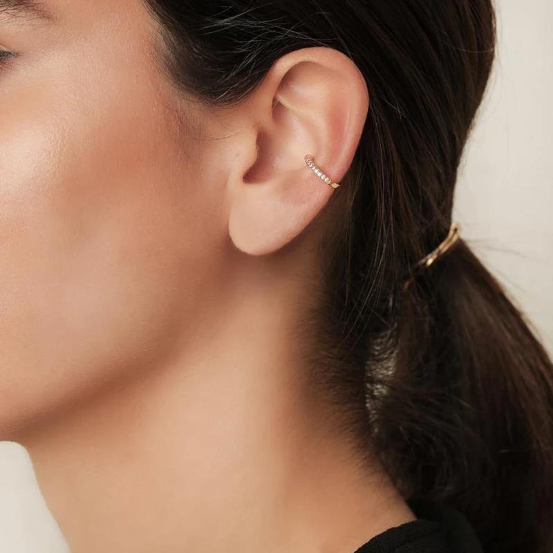 

AIDE 925 Sterling Silver Ear Cuff Luxurious C Shape Earrings for Women Zircon Pave Korean Clip On Earrings No Piecing kolczyki