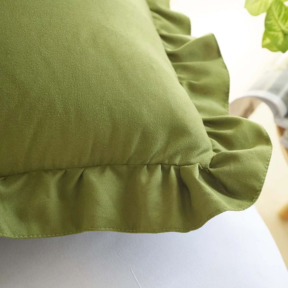 Однотонный чехол для подушки с юбкой из полиэстера/хлопка квадратное постельное