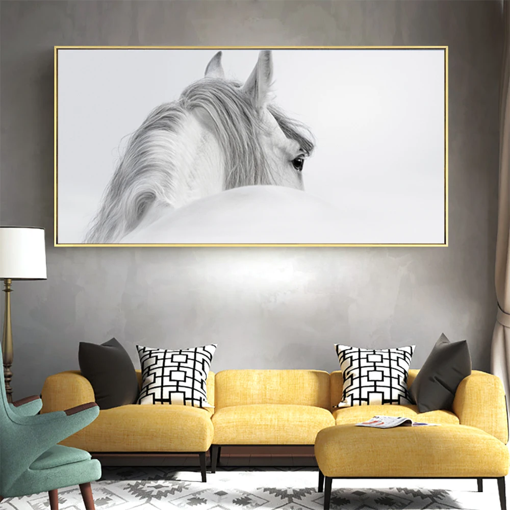 

TAbstract Modern Black and White Horse wall art Nordic posters and aisle prints porch canvas staircase murals living Room Porch
