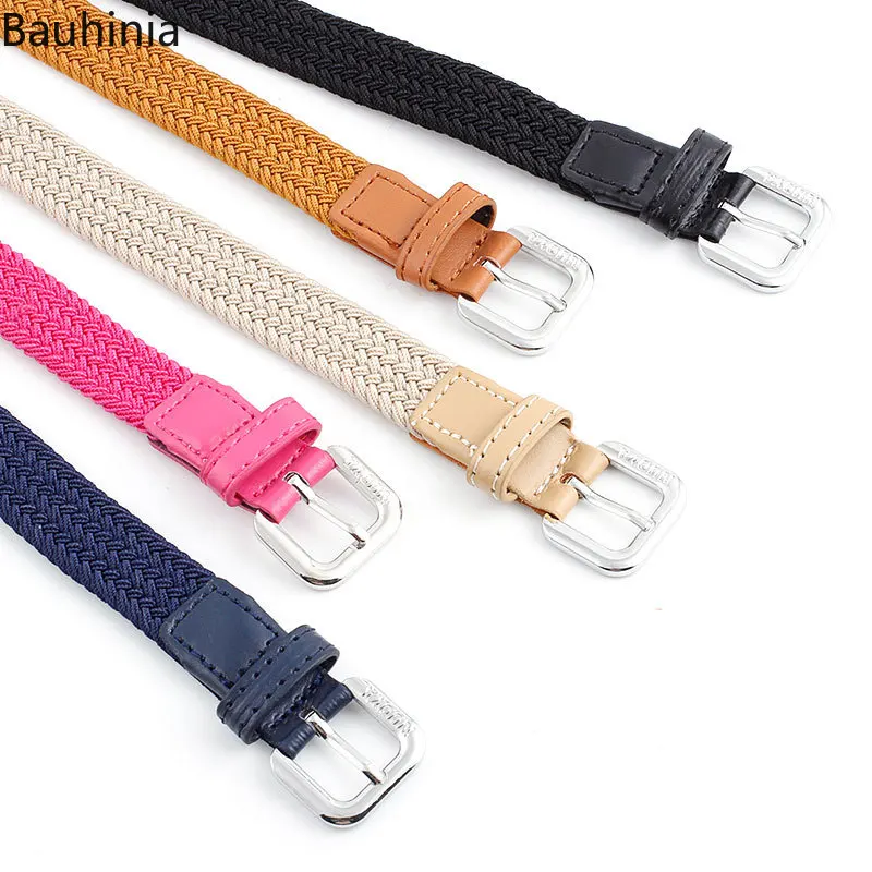 

Men Women New Casual Knitted pin buckle Belt Woven Canvas Elastic Stretch Belts Plain Webbing 2020 Fashion 100cm Jeans belt