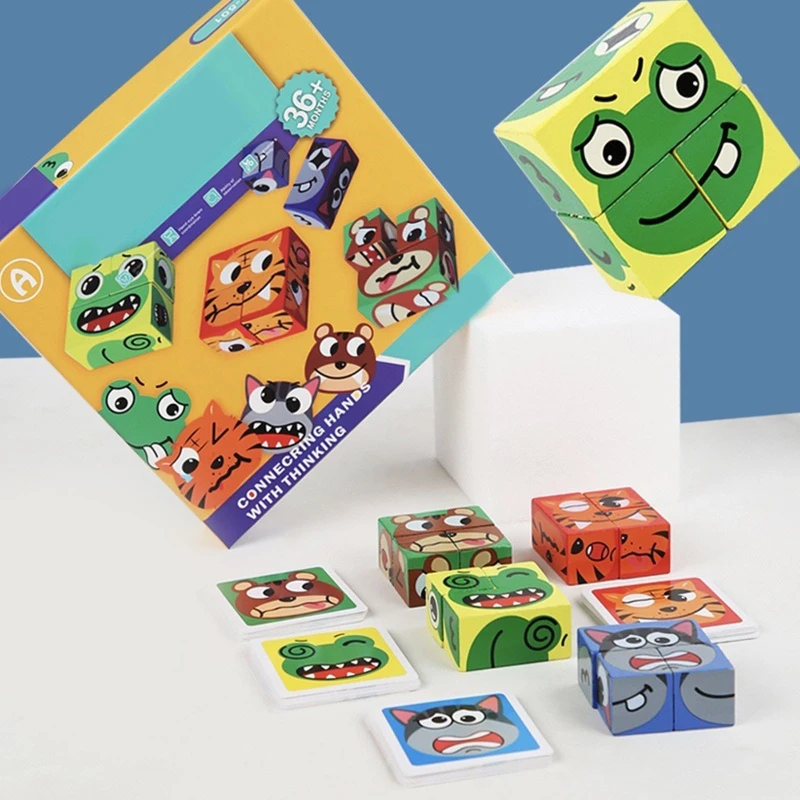 

03KD Colorful Puzzle Cube Creative Stacking Block for Kindergarten with 60 Game Card