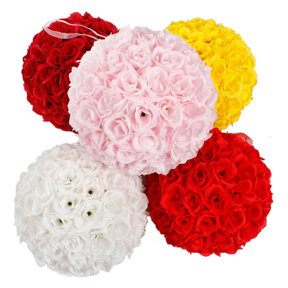 

10pcs Flower Ball Wine Red Flower Balls Wedding Decoration Satin Flower Ball For Wedding Holiday Event Decoration Supplies