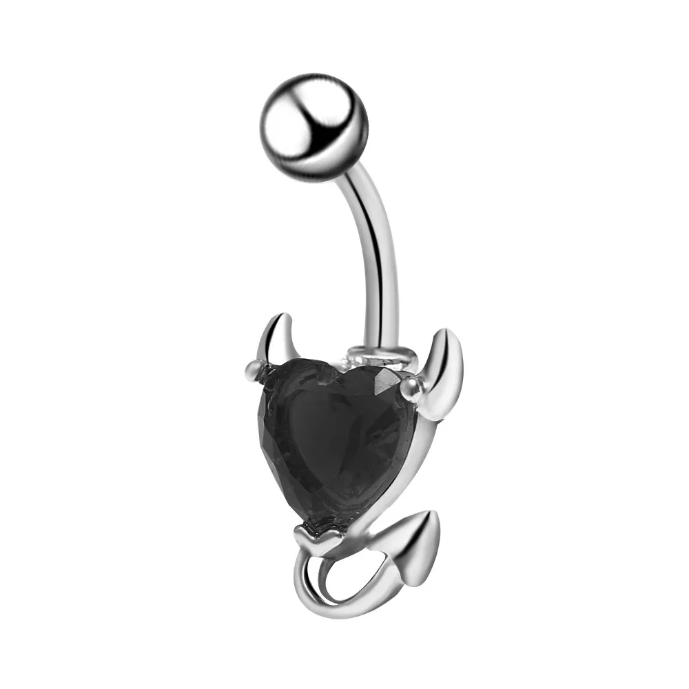 

Navel Belly Button Rings Devil Shape Red CZ Belly Piercing Stainless Steel Body Jewelry Women Stainless Steel Body Jewelry