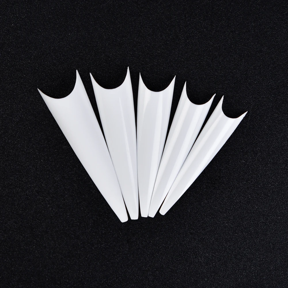 Бесплатная доставка 500 шт. Долго Французский Стилет Совет Ясно Натуральный Белый